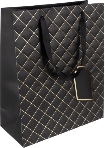 Beżowa papierowa torba prezentowa quilt 26 × 12 × 32 cm