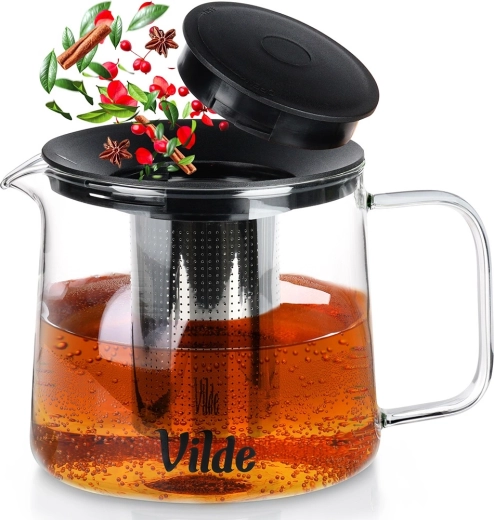 Szklany dzbanek do herbaty z nierdzewnym infuserem 1,5 l Vilde