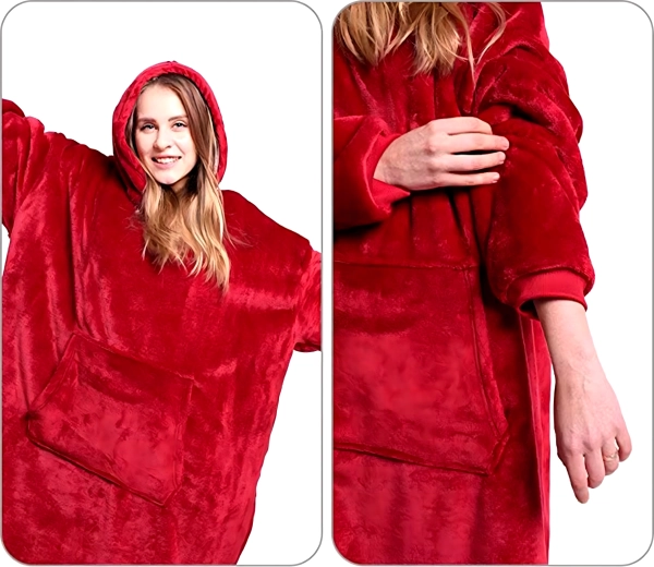 Oversize krój z kapturem i kieszenią