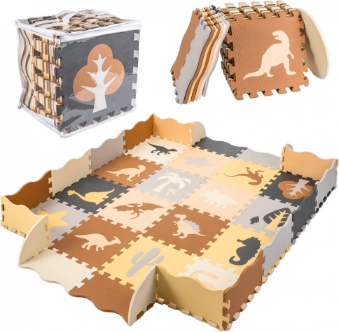 Piankowa mata puzzle dla dzieci dinozaury 143 × 143 cm, 36 elementów