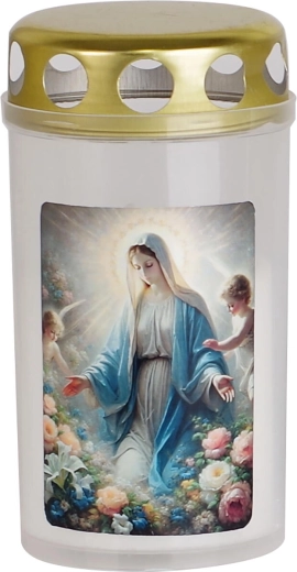 Znicz cmentarny Maryja z wieczkiem 11 cm, 120 g