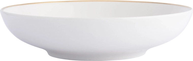 Głęboki porcelanowy talerz Bella Złota Linia 20 cm, kremowy ze złotą linią