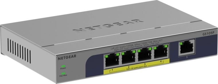Netgear niezarządzalny 5-portowy gigabitowy przełącznik z PoE+