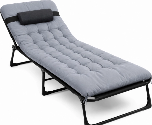 Składane łóżko turystyczne premium 200 × 68 cm czarno-szare