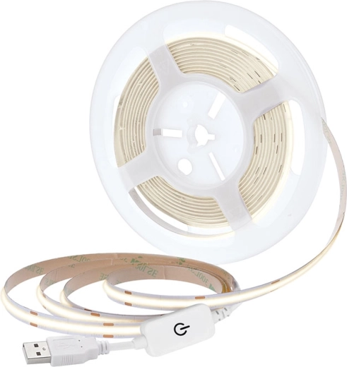 Solight taśma LED COB 5 m, neutralna biel 4000 K, USB, z wyłącznikiem, 8 mm