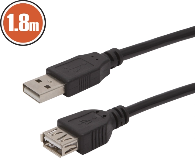 Przedłużacz USB-A, 1,8 m, czarny