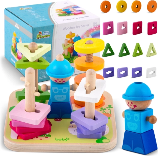 Drewniany sorter kształtów i układanek Ricokids