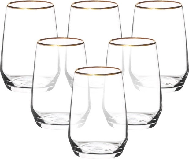 RUBIN GOLD zestaw szklanek ze złotym rantem 450 ml, 6 szt.