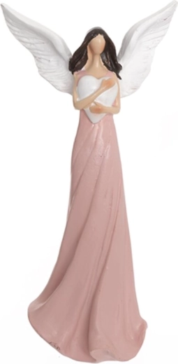 Ceramiczny anioł w różowym kolorze 18 cm