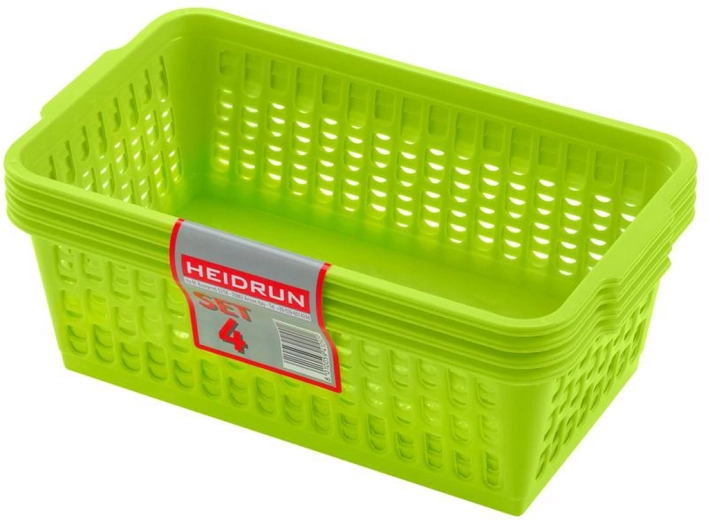 Plastowe koszyki HEIDRUN 25 × 14,5 × 10,5 cm, zestaw 4 szt.