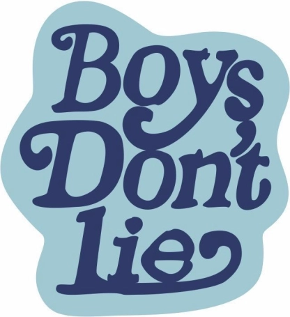 Dekoracyjny miękki dywan „Boy's don't lie” 100 x 100 cm - niebieski