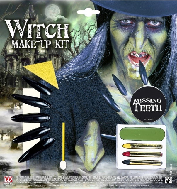 Zestaw czarownicy z makijażem i dodatkami