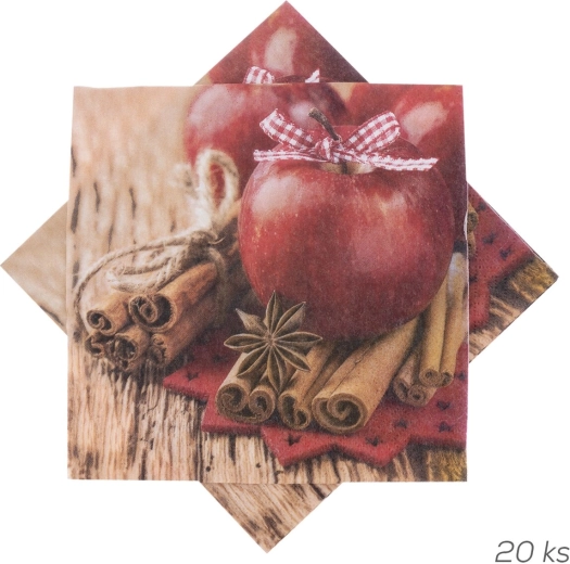 Papierowe serwetki z motywem jabłek 33 × 33 cm 20 szt.