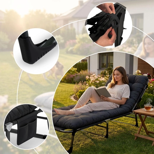 5 pozycji oparcia i składana część na nogi