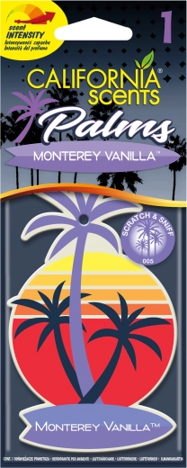 Zapach do auta California Scents Palm Monterey Vanilla – wiszący odświeżacz w kształcie palmy