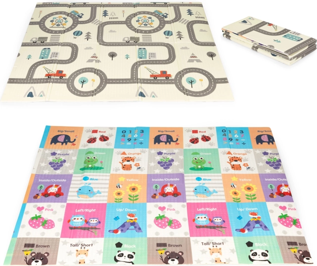 Składana dwustronna piankowa mata edukacyjna 178×198 cm z torbą