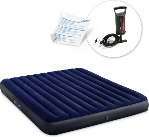 Materac dmuchany Intex z pompką ręczną 203 × 183 × 25 cm