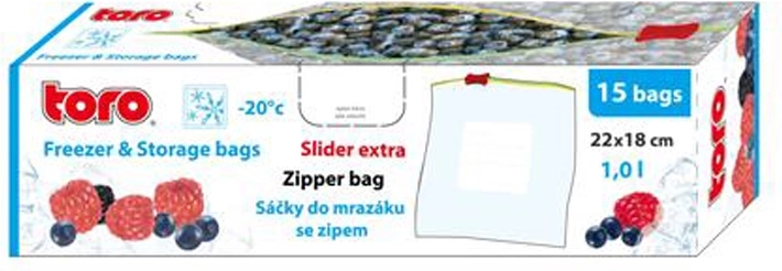 Zamykane woreczki do mrożenia TORO 1 l, 15 szt.