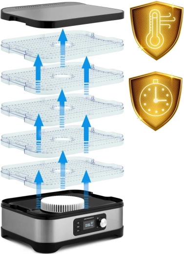 5 sztaplowanych tac i duża pojemność 10 l