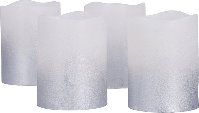 Solight zestaw świeczek LED z timerem, 4 szt., 6,5 cm, srebrno-białe