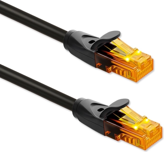 Kabel sieciowy UTP CAT6 20 m z RJ45, 1 Gb/s, pozłacane styki, czarny