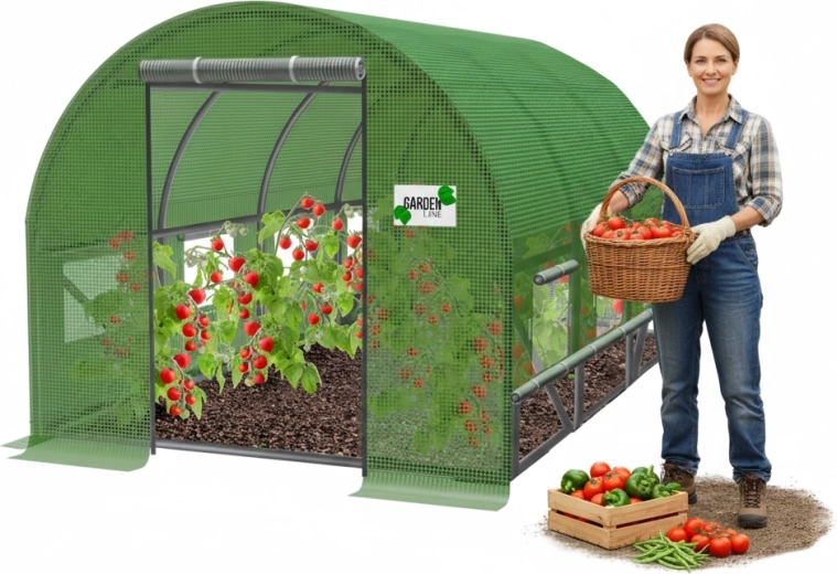 Tunelowy foliak ogrodowy 3 × 2 × 2 m, zielony, z dodatkową wentylacją