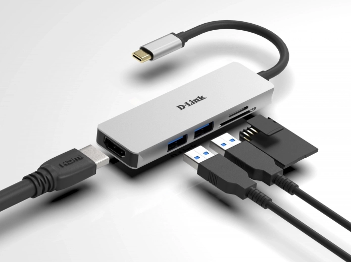 Hub USB-C D-Link z HDMI i czytnikiem SD/microSD