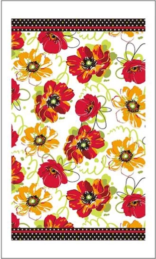 Ręcznik kuchenny Toro z czerwonymi kwiatami 38 × 63 cm