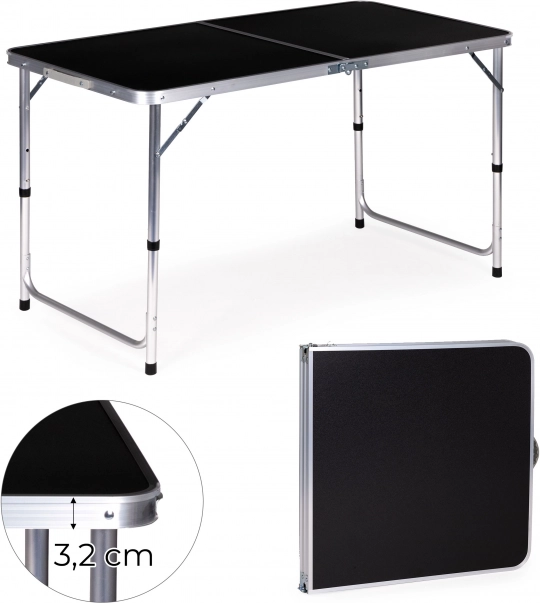 Stolik turystyczny – składany stół kempingowy z czarnym blatem 120 × 60 cm