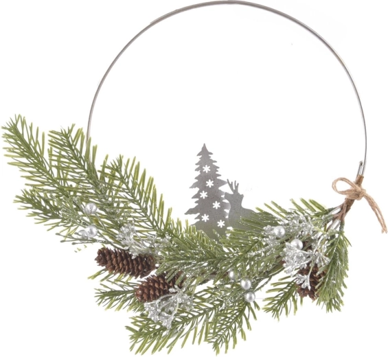 Wiszący dekoracyjny wieniec DEER z metalu i plastiku, 28 cm