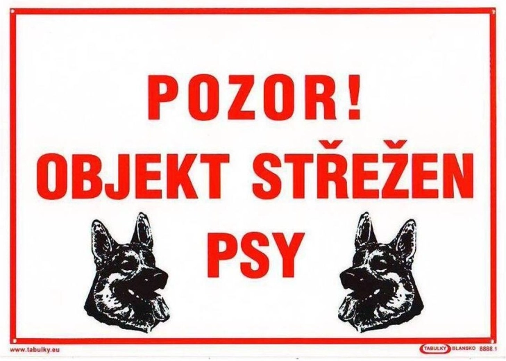 Tabliczka ostrzegawcza Uwaga! Obiekt strzeżony przez psy A4 plastik
