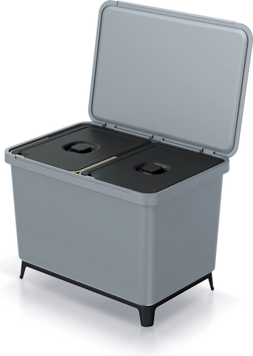 Kosz do segregacji odpadów 2×23 l, jasnoszary