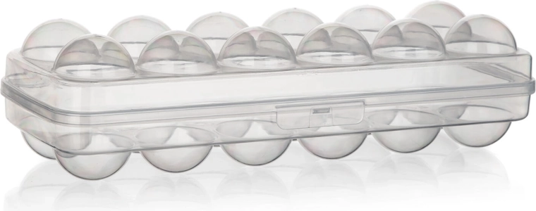 Plastowy pojemnik na jajka z pokrywką i zamkiem, 12 szt., 27 cm
