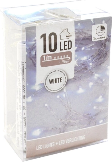 Wewnętrzny łańcuch świetlny LED – biały, 10 LED, 120 cm, z timerem