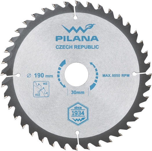 Tarcza pilarska PILANA 190 mm, 40 zębów, węglikowa