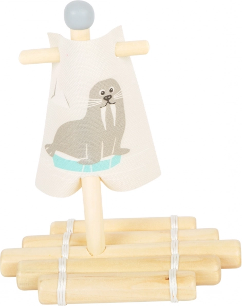 drewniana tratwa wodna z żaglem mors mroźny small foot
