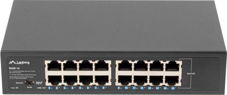 Lanberg 16‑portowy gigabitowy switch do racka