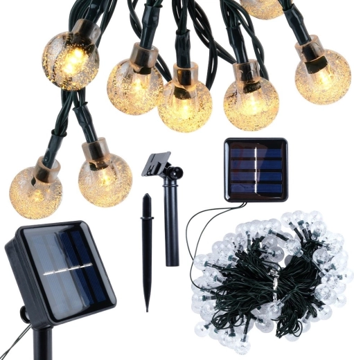 Solarny ogrodowy łańcuch świetlny 10 m, 100 LED, ciepła biel