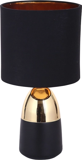 Lampa stołowa z metalową podstawą w kolorze złotym i czarnym, 16 × 31 cm