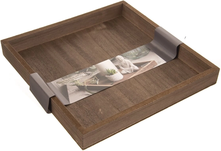Drewniana taca do serwowania 25 × 25 cm brązowa