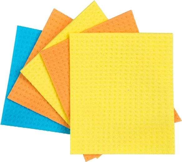 Gąbczaste ściereczki z celulozy 18 × 15,5 cm, mix kolorów, 5 szt.