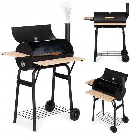 Grill ogrodowy z termometrem, kominem i 3 półkami na kółkach MULTIGARDEN