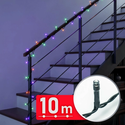 Kolorowy łańcuch świetlny LED 10 m, 200 LED, zielony przewód