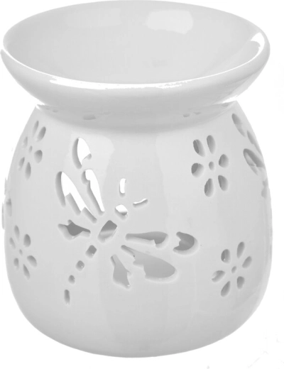 Biała porcelanowa aromalampa z motywem ważki