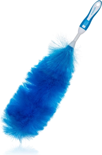 Antystatyczna miotełka do kurzu EXCLUSIVE z miękką rękojeścią 40 cm (58 cm całkowita długość), niebiesko-biała