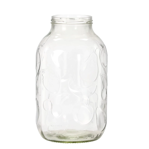 Szklany słoik do wekowania 5 l z owocowym motywem, szeroki wlew 100 mm
