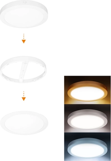 Solight LED mini panel łazienkowy 2w1 3CCT 18 W IP54 biały okrągły