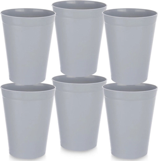 Plastowe kubki SANDY szare 300 ml, 6 szt.