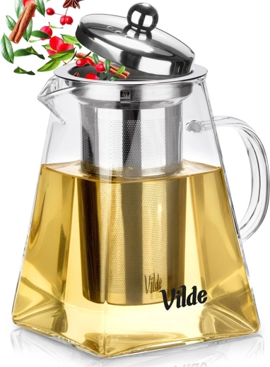 Szklany dzbanek z nierdzewnym filtrem do herbaty 920 ml