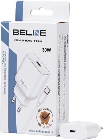 Ładowarka sieciowa 30 W GaN USB‑C + kabel USB‑C – Biała